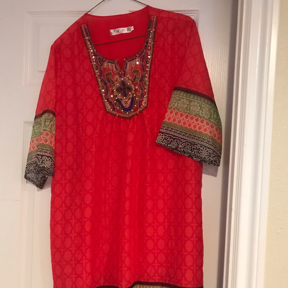 Ethnic Red Embroidered Dress